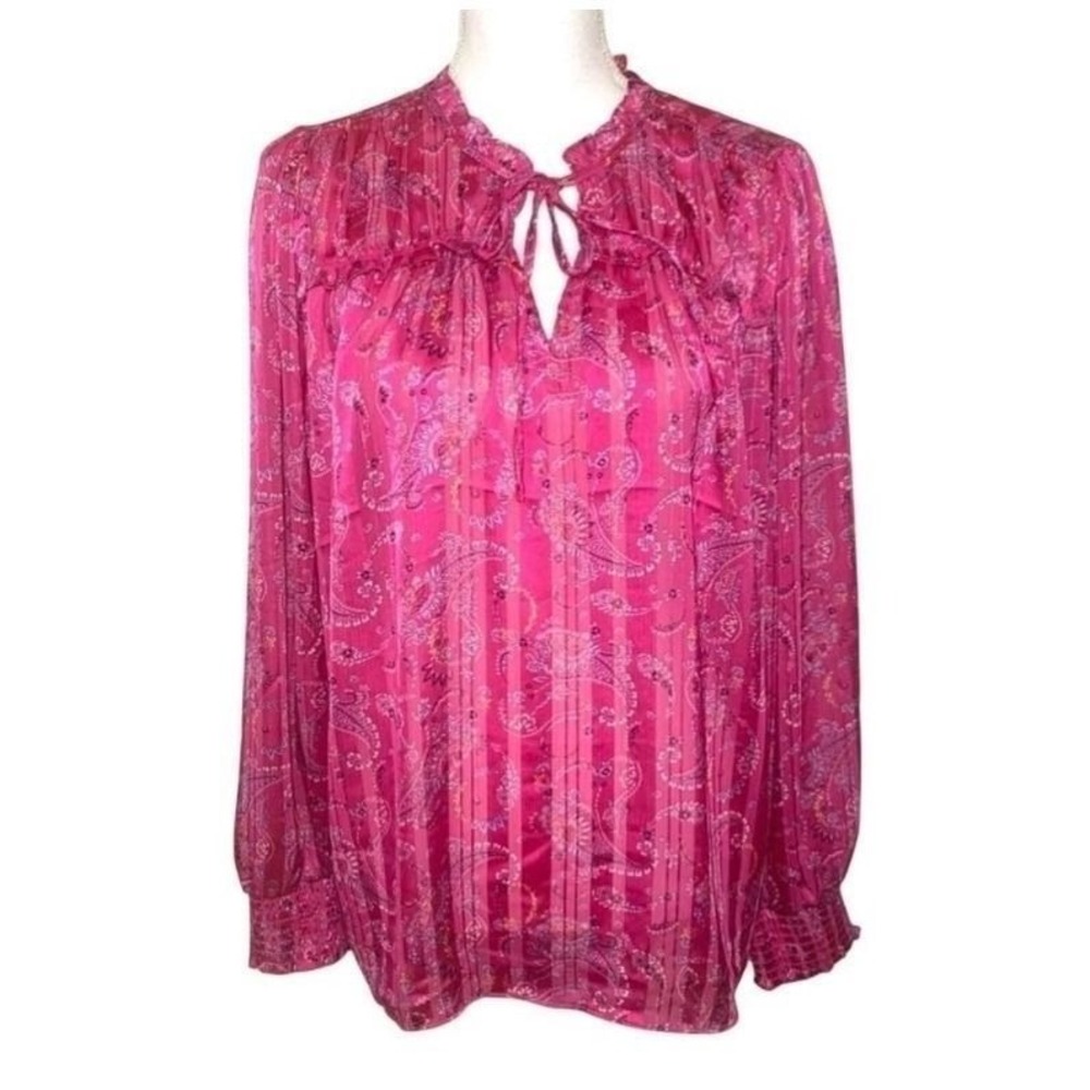 Maison d' Amelie Paris Pink Floral Paisley Boho Top Blouse Women Size Large NWT
